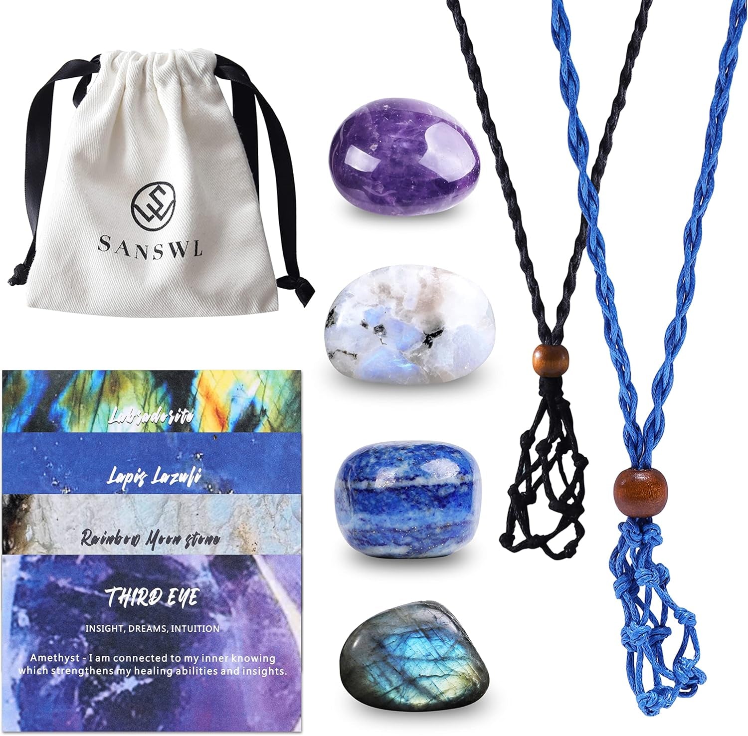 7 Chakra Healing Crystal Necklace Set - Handmade Bohemian Cord Cage with Genuine Crystals and Healing Stones - Spiritual Jewelry Gift for Women and Teens