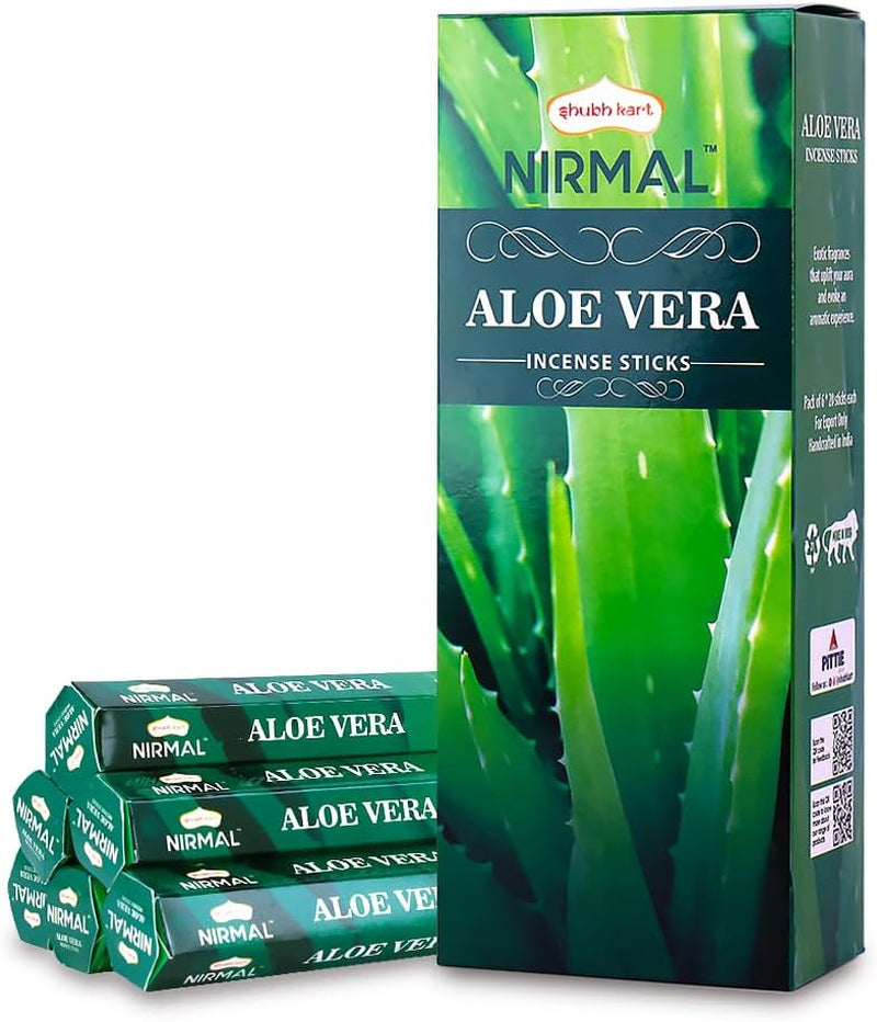 Shubhkart Hexa Aloe Vera Incense Sticks - Set of 6 Packs, 120 Sticks for Relaxation, Stress Relief, and Mindful Meditation | Eco-Friendly and Non-Toxic Aromatic Incense