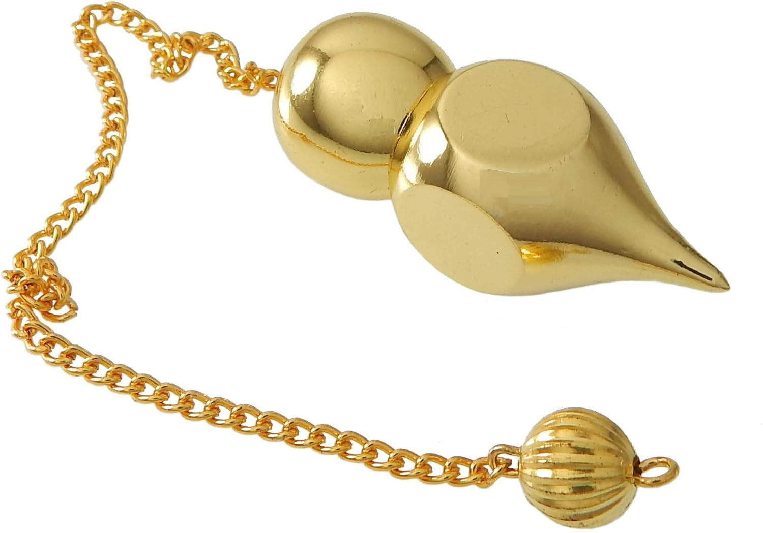 Brass Metal Spiral Pendulum with 9 Ring Coil - Designer Cone Shape for Divination and Healing Dowsing