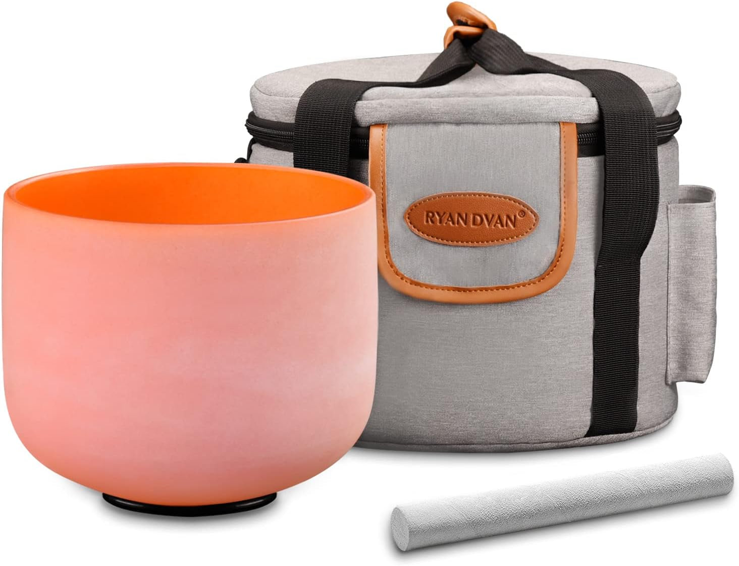 Ryan Dvan 7-12 Inch Frosted Quartz Crystal Singing Bowl Set for Sound Therapy with Mallets, Cases, and O-Ring for Yoga, Meditation, Energy Balancing, and Reiki Healing