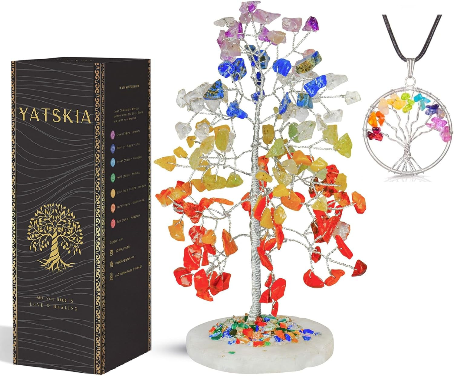 YATSKIA Rose Quartz Crystal Bonsai Tree of Life - Elegant Pink Office Decor - Gemstone Desk Decoration for Women