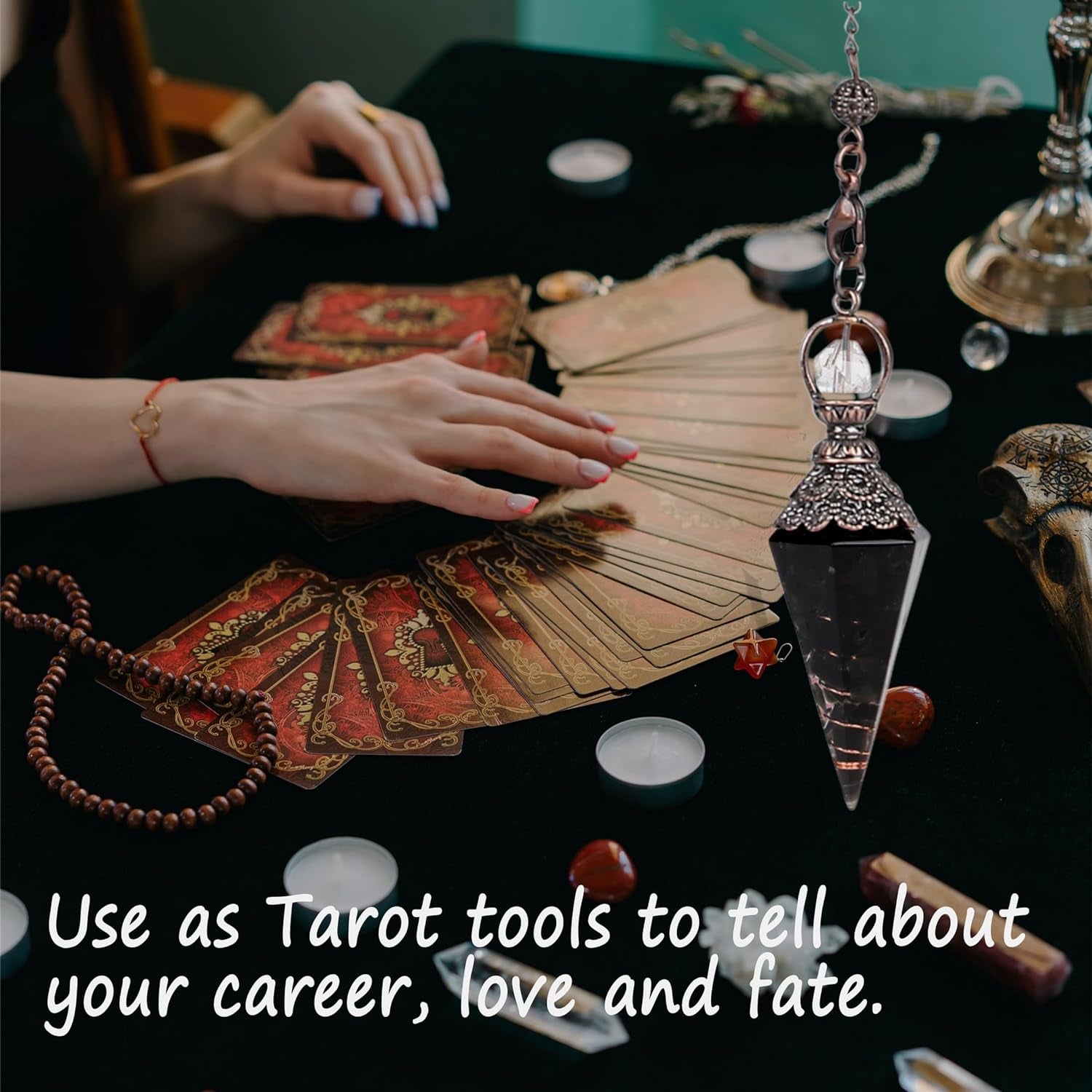 MAIBAOTA Natural Black Obsidian Pendulum Crystal for Dowsing and Divination, Spiritual Tools for Witchcraft