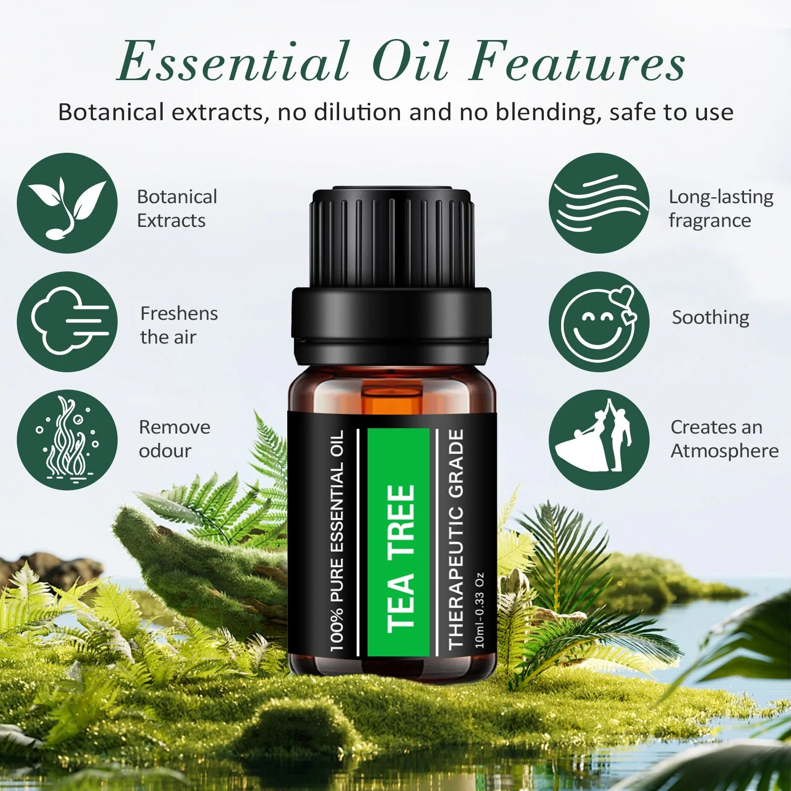 Fimilo Essential Oils Set, Fragrance Oils Gift Set for Diffuser - Peppermint,Lemongrass,Tea Tree,Rosemary,Lavender,Orange Kit (6 X 10ML)