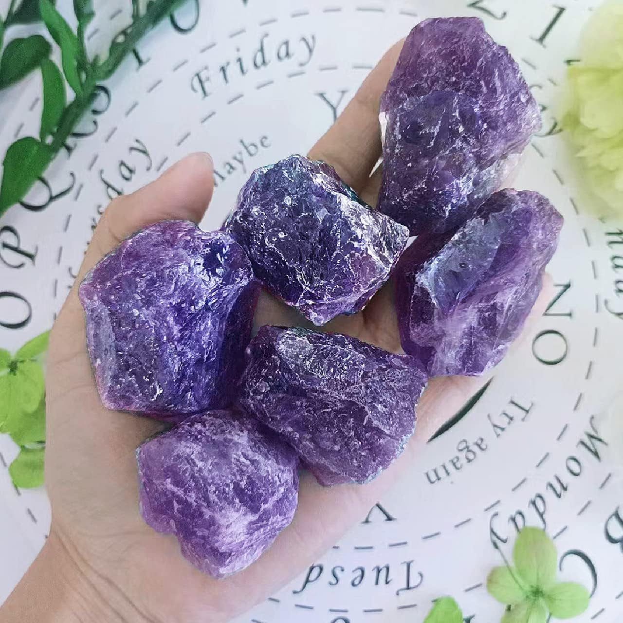 ZHIYUXI 2-Inch Natural Amethyst Crystal Rocks - Healing Stones for Tumbling, Wire Wrapping, and Home Décor (Set of 4)
