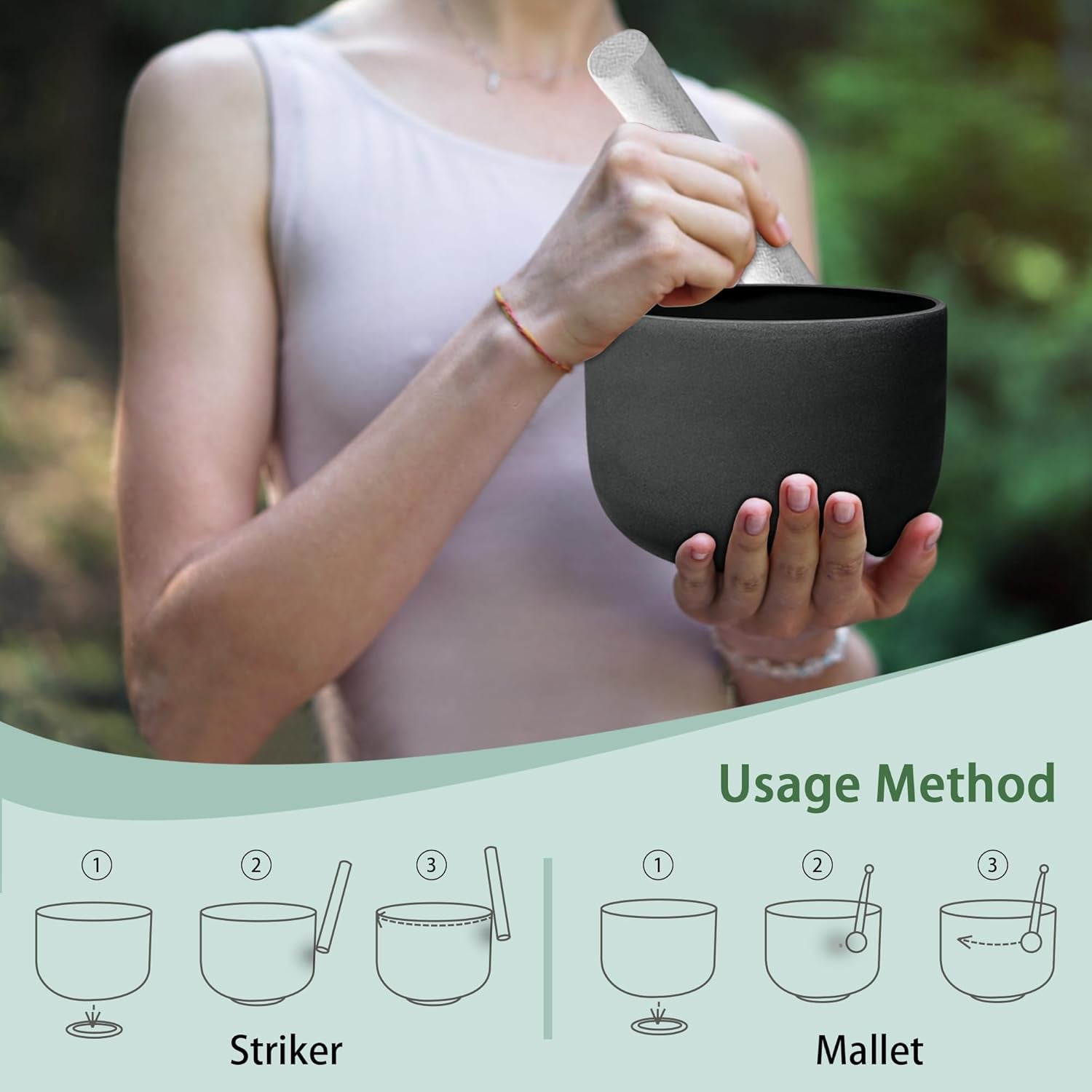 Ryan Dvan 7-12 Inch Frosted Quartz Crystal Singing Bowl Set for Sound Therapy with Mallets, Cases, and O-Ring for Yoga, Meditation, Energy Balancing, and Reiki Healing