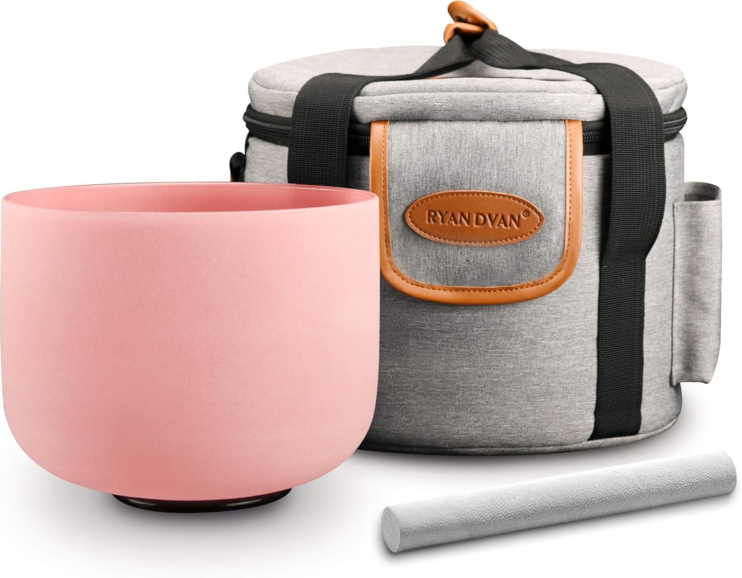 Ryan Dvan 7-12 Inch Frosted Quartz Crystal Singing Bowl Set for Sound Therapy with Mallets, Cases, and O-Ring for Yoga, Meditation, Energy Balancing, and Reiki Healing