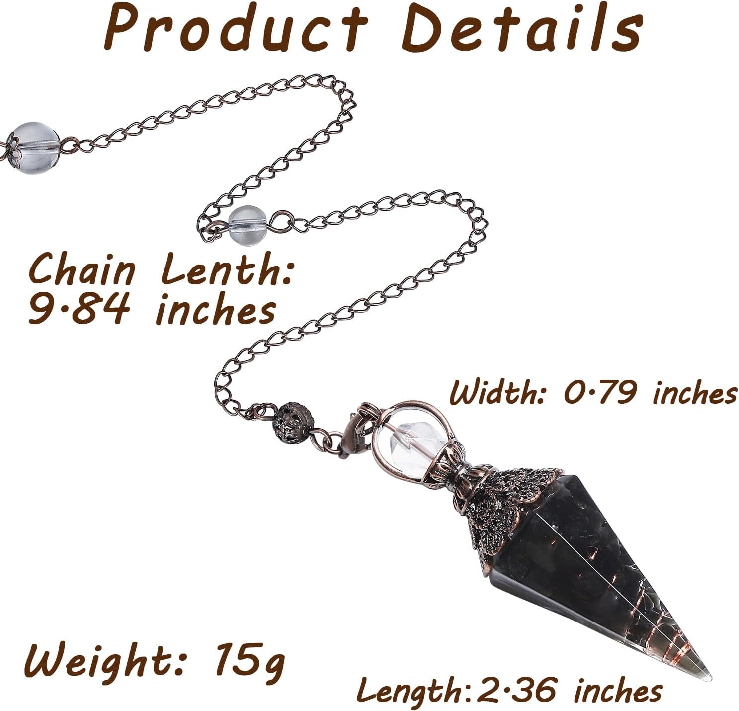 MAIBAOTA Natural Black Obsidian Pendulum Crystal for Dowsing and Divination, Spiritual Tools for Witchcraft