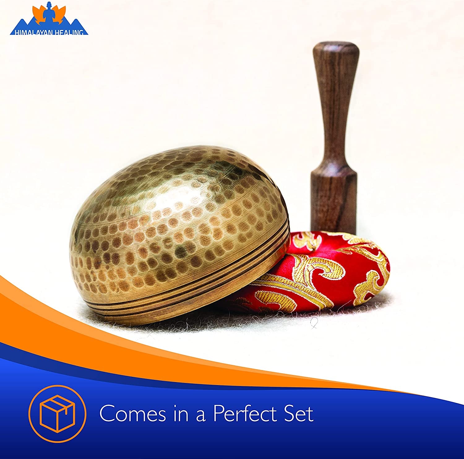 Tibetan Singing Bowls Set - Hand-Hammered Meditation Sound Bowl from Nepal for Yoga, Mindfulness, Healing, and Chakra Balancing (3 Inch)