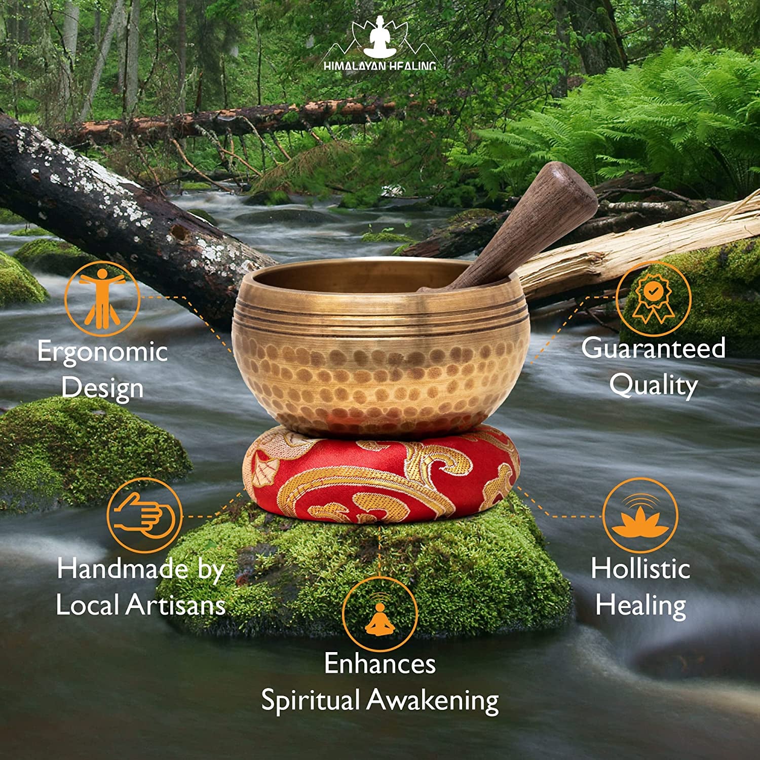 Tibetan Singing Bowls Set - Hand-Hammered Meditation Sound Bowl from Nepal for Yoga, Mindfulness, Healing, and Chakra Balancing (3 Inch)