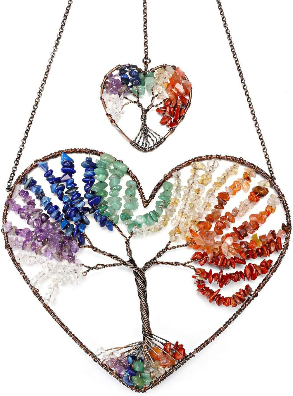 PESOENTH Tree of Life Chakra Stones Healing Crystals Wall Art - Elegant Home Decor and Gifts for Women, 7 Chakra Meditation and Feng Shui Ornaments for Christmas and Everyday Use
