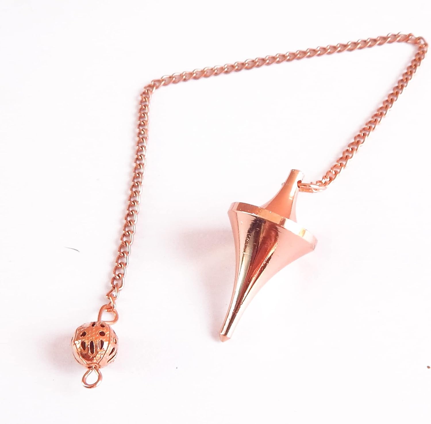 Brass Metal Spiral Pendulum with 9 Ring Coil - Designer Cone Shape for Divination and Healing Dowsing