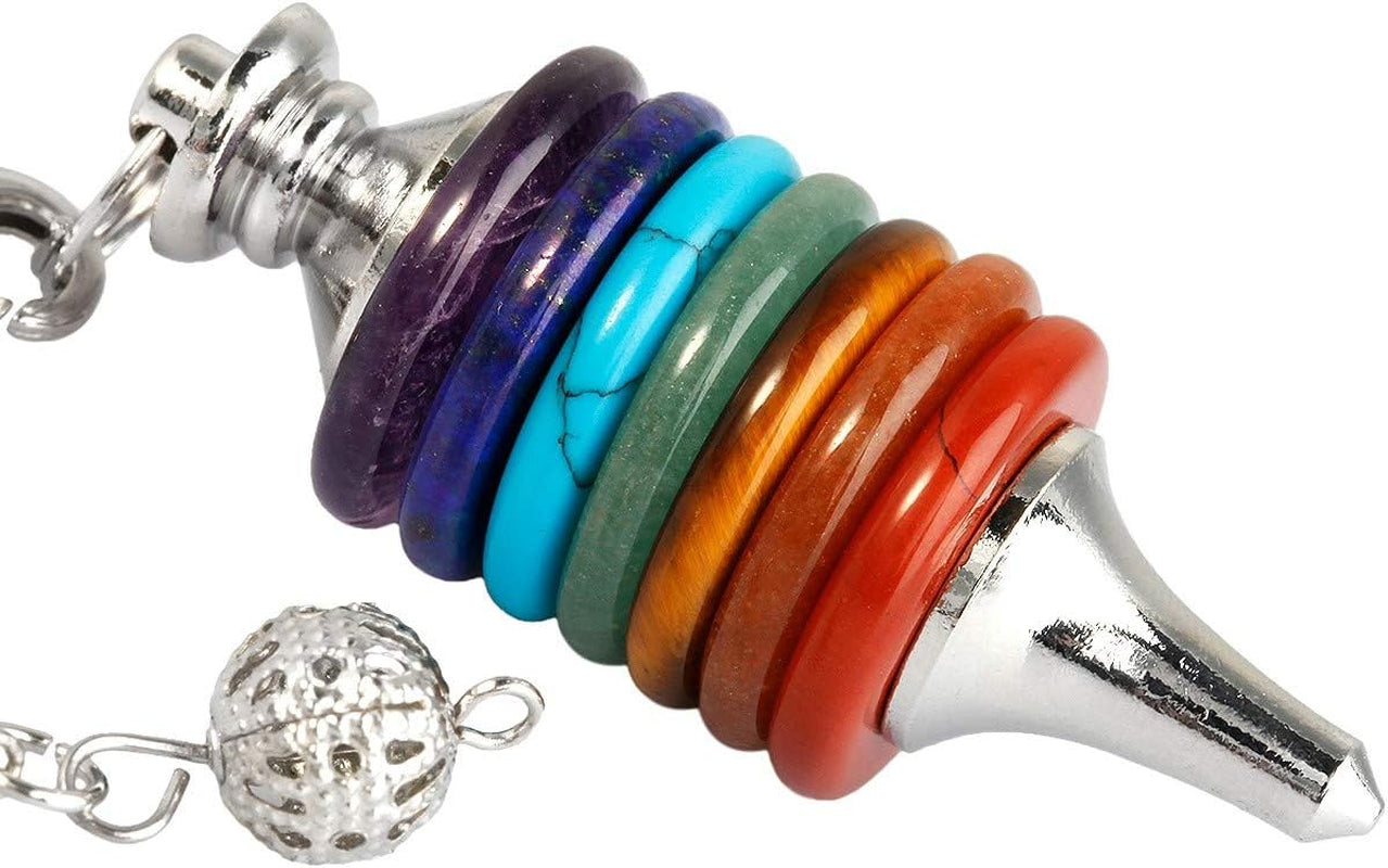 TUMBEELLUWA Healing Crystal Pendulum - Chakra Quartz Dowsing Energy Stone for Divination, Reiki, and Meditation Balancing