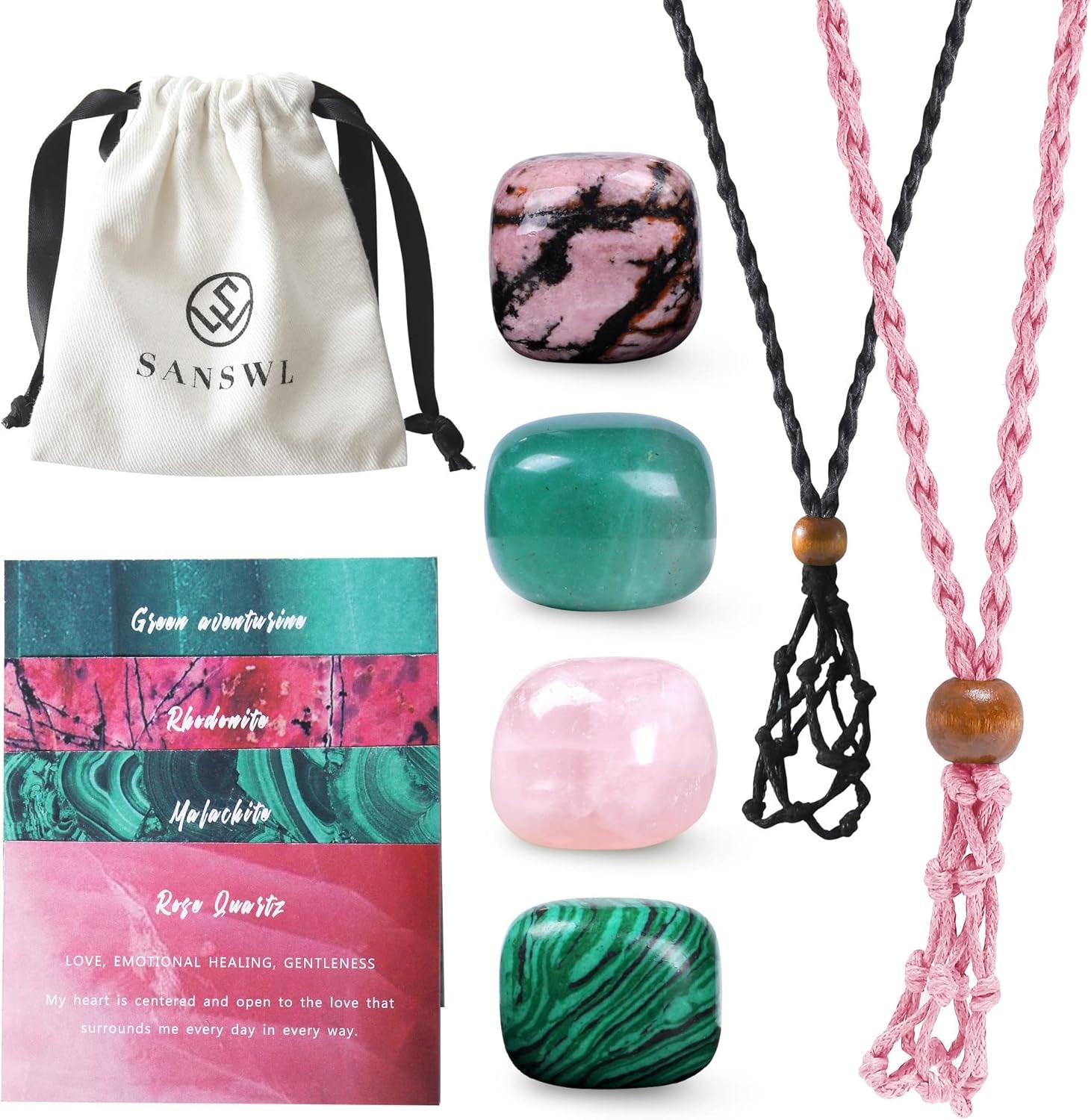 7 Chakra Healing Crystal Necklace Set - Handmade Bohemian Cord Cage with Genuine Crystals and Healing Stones - Spiritual Jewelry Gift for Women and Teens