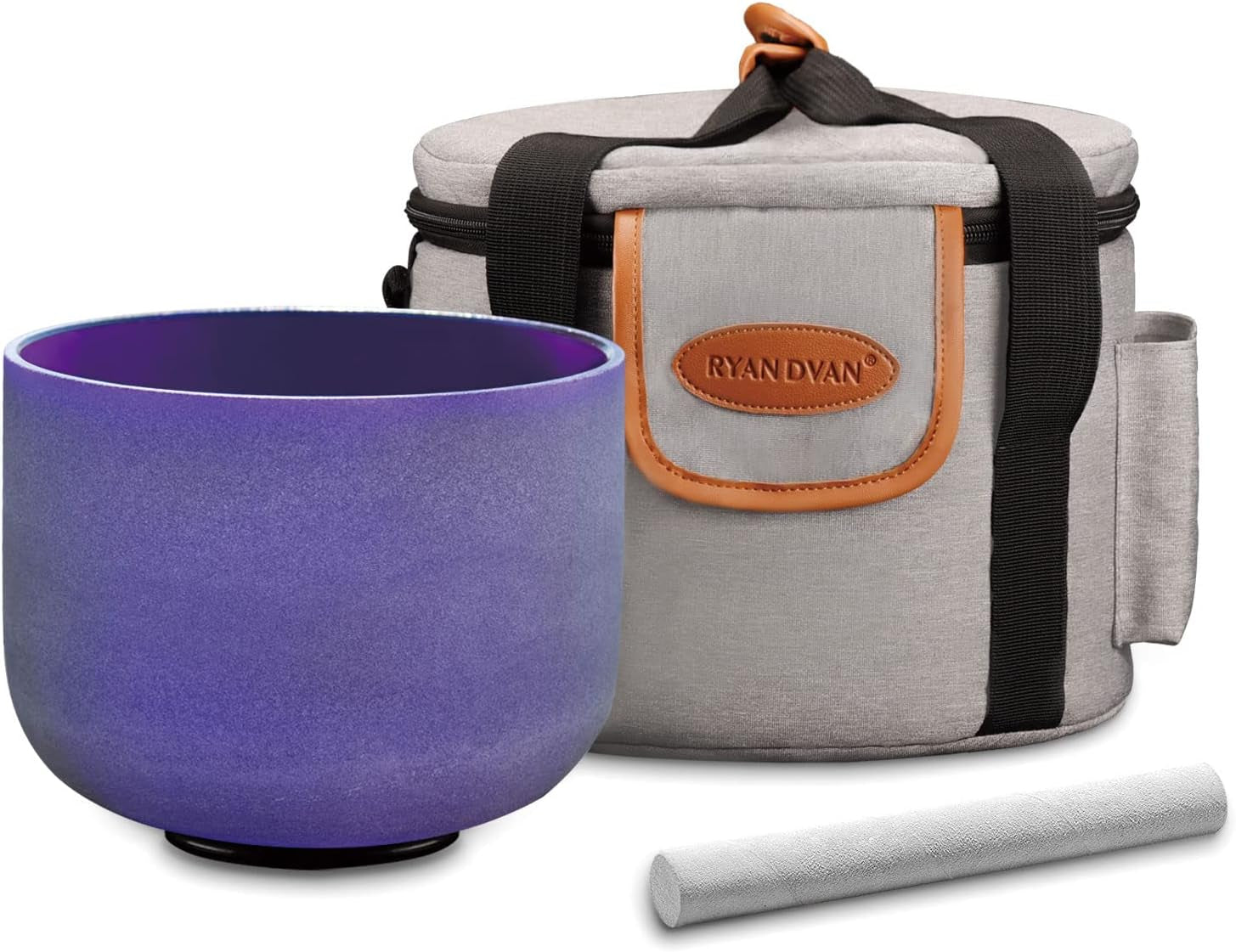 Ryan Dvan 7-12 Inch Frosted Quartz Crystal Singing Bowl Set for Sound Therapy with Mallets, Cases, and O-Ring for Yoga, Meditation, Energy Balancing, and Reiki Healing