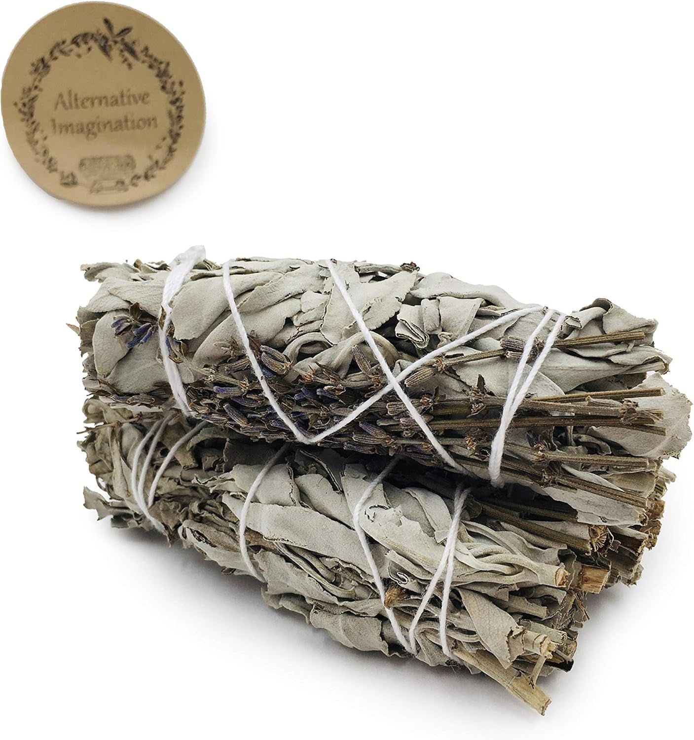 Premium White Sage Smudge Sticks with Dried Lavender Buds - Ideal for Spiritual Cleansing, Gifts, Witchcraft, and Meditation - Set of 3