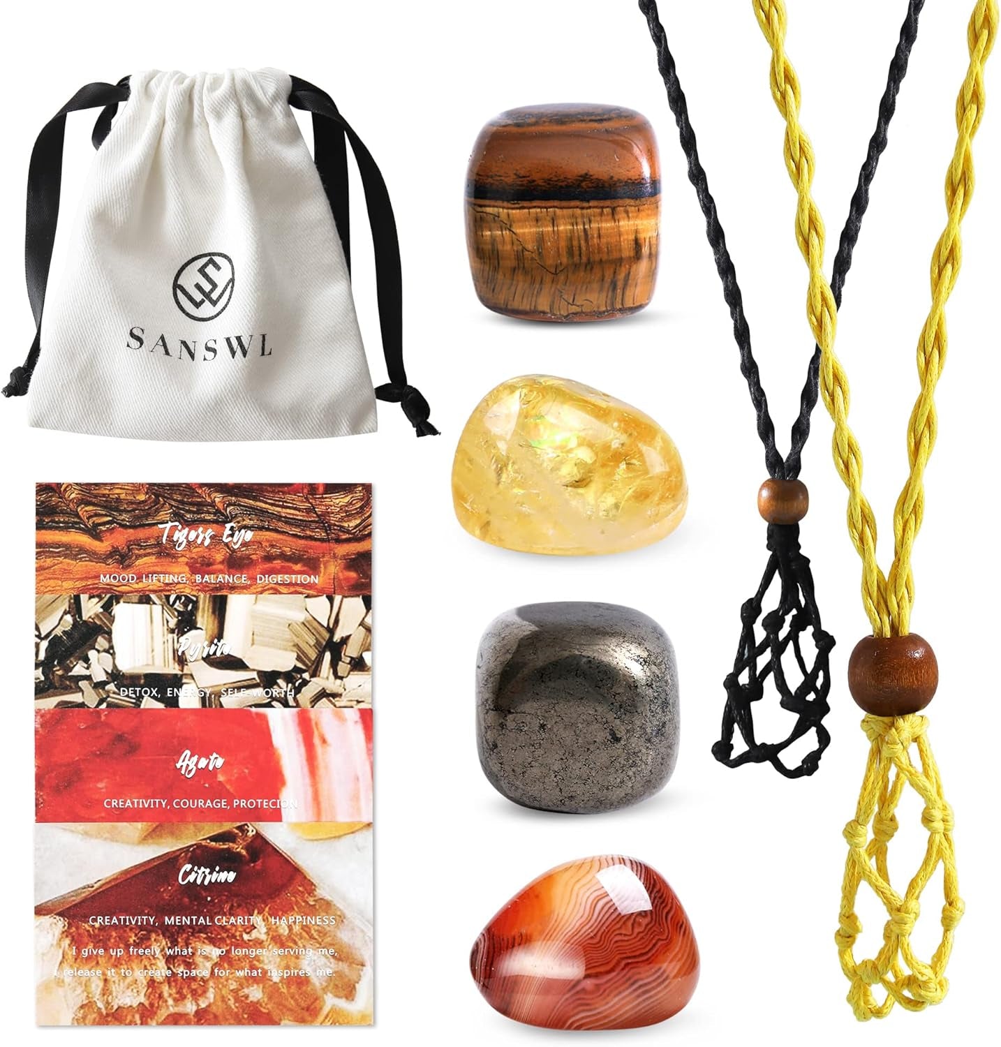 7 Chakra Healing Crystal Necklace Set - Handmade Bohemian Cord Cage with Genuine Crystals and Healing Stones - Spiritual Jewelry Gift for Women and Teens