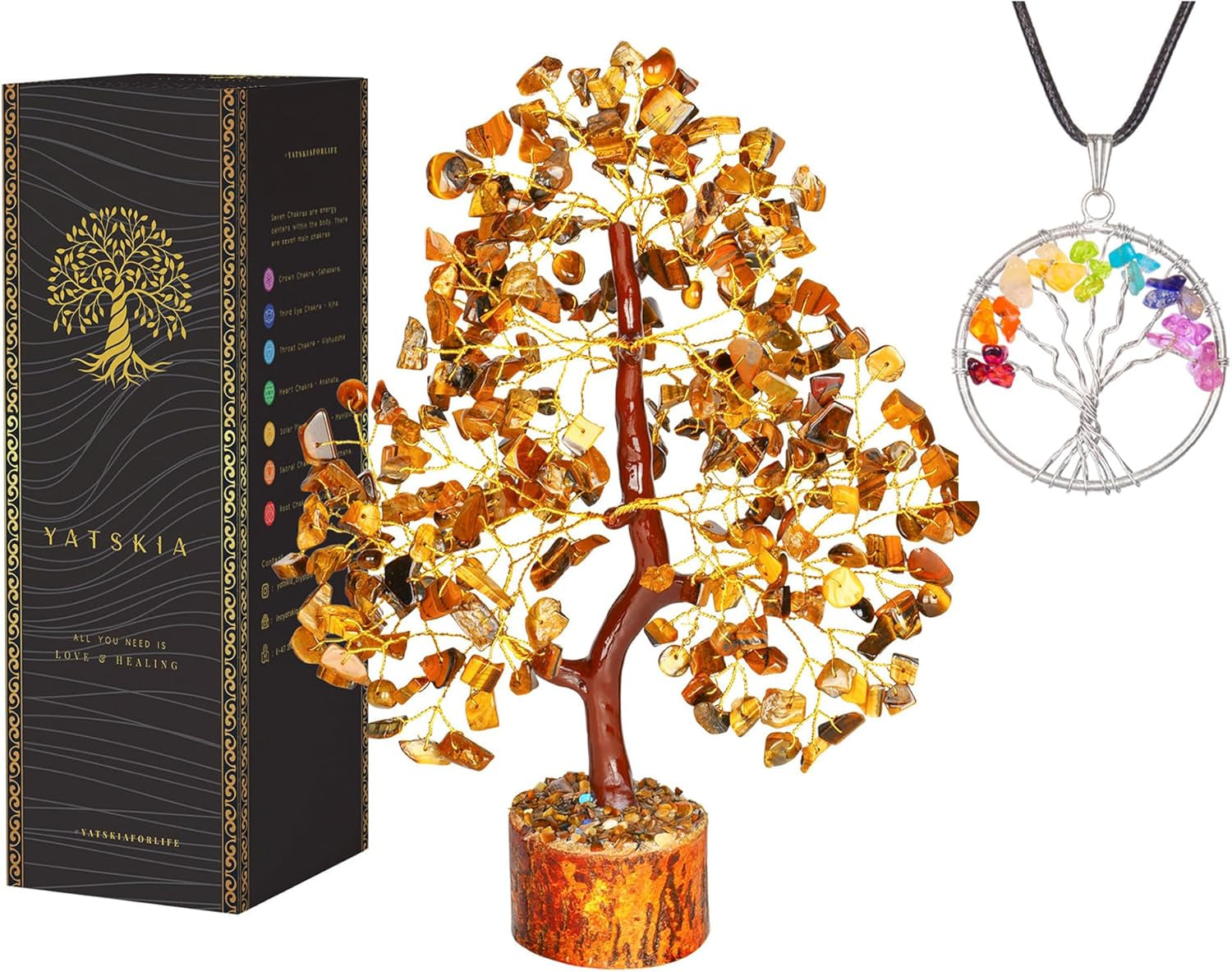 YATSKIA Rose Quartz Crystal Bonsai Tree of Life - Elegant Pink Office Decor - Gemstone Desk Decoration for Women