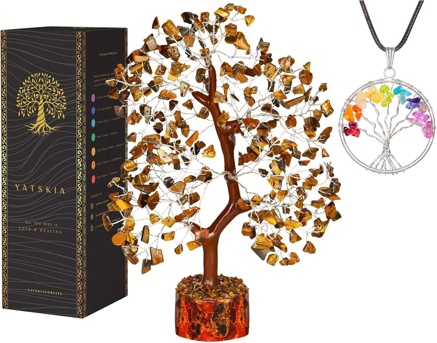 YATSKIA Rose Quartz Crystal Bonsai Tree of Life - Elegant Pink Office Decor - Gemstone Desk Decoration for Women