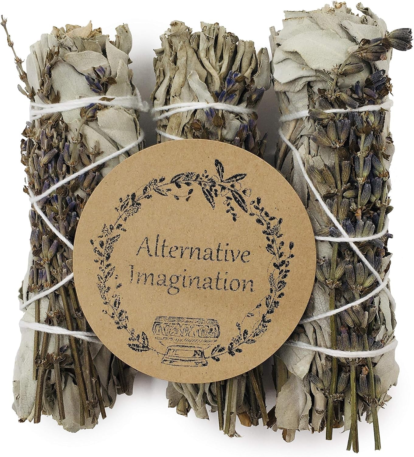 Premium White Sage Smudge Sticks with Dried Lavender Buds - Ideal for Spiritual Cleansing, Gifts, Witchcraft, and Meditation - Set of 3