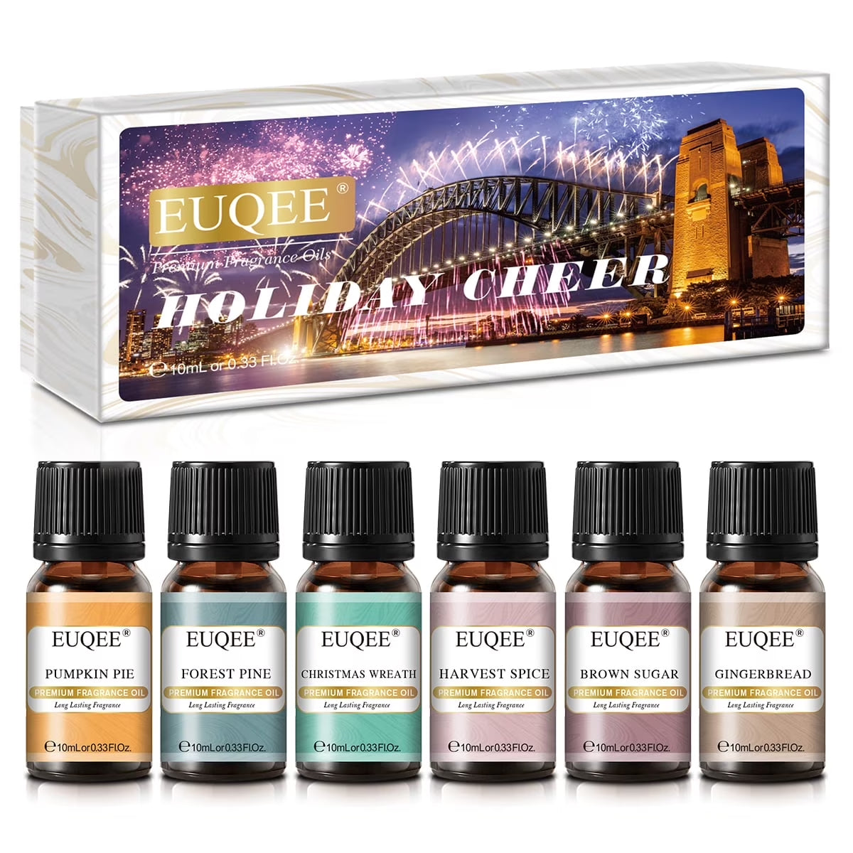 EUQEE Fragrance Oils Set, Premium Essential Oils Set for Diffuser, Soap Making, Clean Home, Pineapple, Coconut, Sea Breeze, Bubble Gum, Bay Rum, Marshmallow, Strong Scented Oils