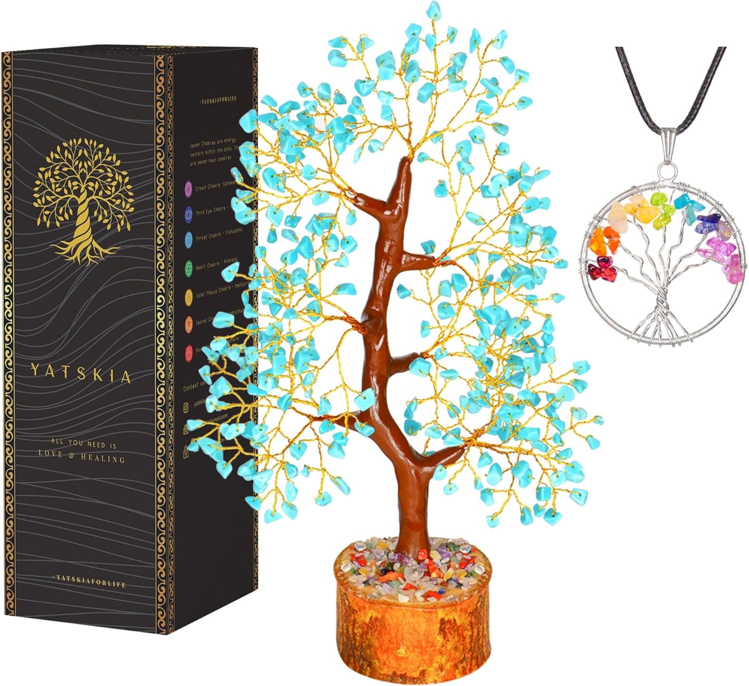 YATSKIA Rose Quartz Crystal Bonsai Tree of Life - Elegant Pink Office Decor - Gemstone Desk Decoration for Women