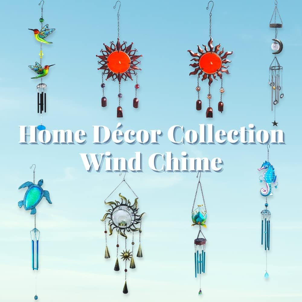 Comfy Hour Ocean Voyage Collection 35" Metal Sea Turtle Wind Chime in Blue