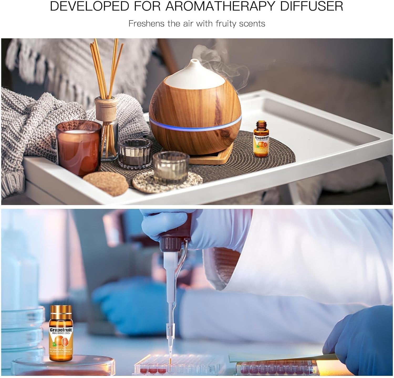 Fruity Fragrance Oil Set for Candle Making, Soap Making, and Aromatherapy - 6 Assorted Scents: Coconut, Blueberry, Grapefruit, Apple, Strawberry, Mango (5ml Each)