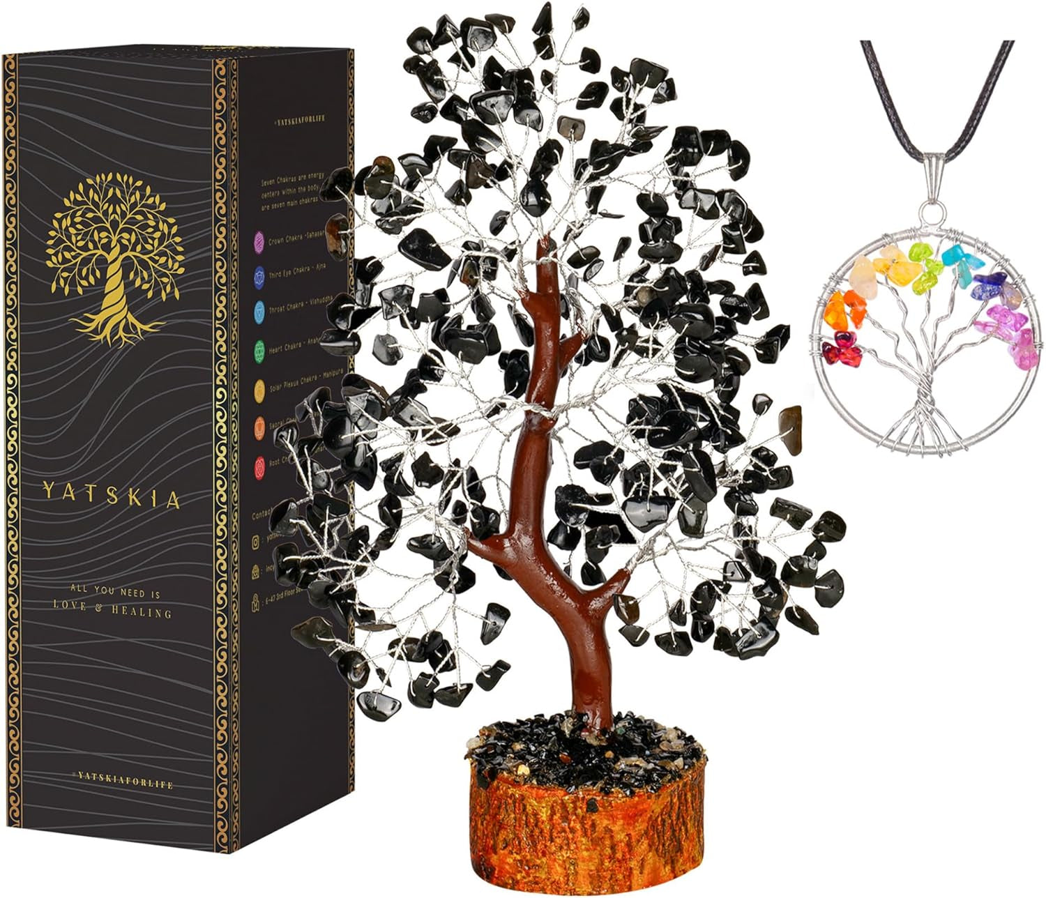 YATSKIA Rose Quartz Crystal Bonsai Tree of Life - Elegant Pink Office Decor - Gemstone Desk Decoration for Women