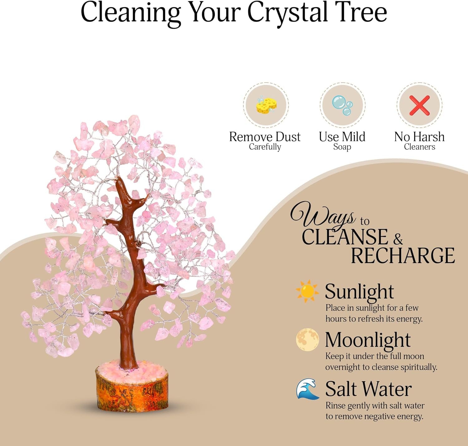 YATSKIA Rose Quartz Crystal Bonsai Tree of Life - Elegant Pink Office Decor - Gemstone Desk Decoration for Women