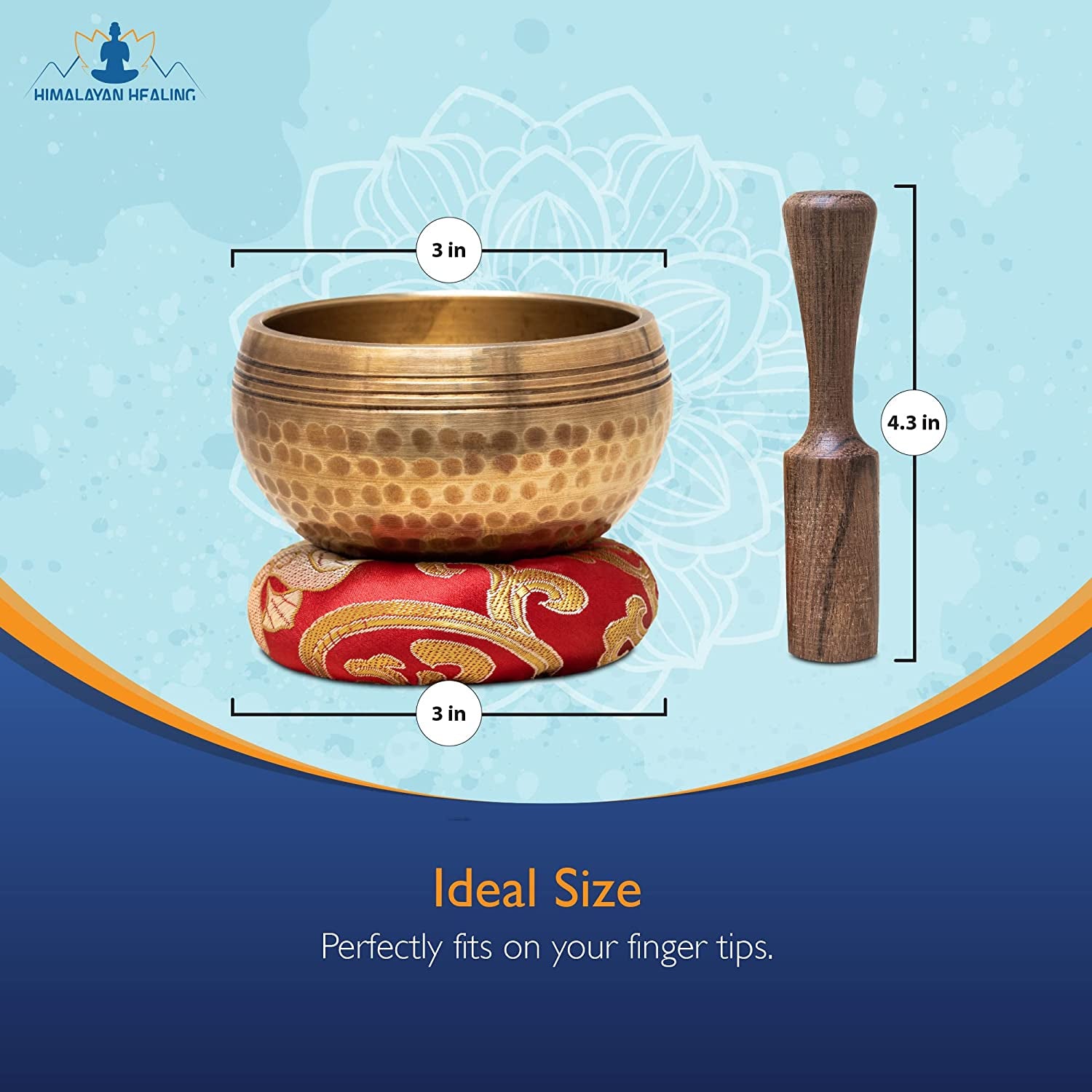 Tibetan Singing Bowls Set - Hand-Hammered Meditation Sound Bowl from Nepal for Yoga, Mindfulness, Healing, and Chakra Balancing (3 Inch)