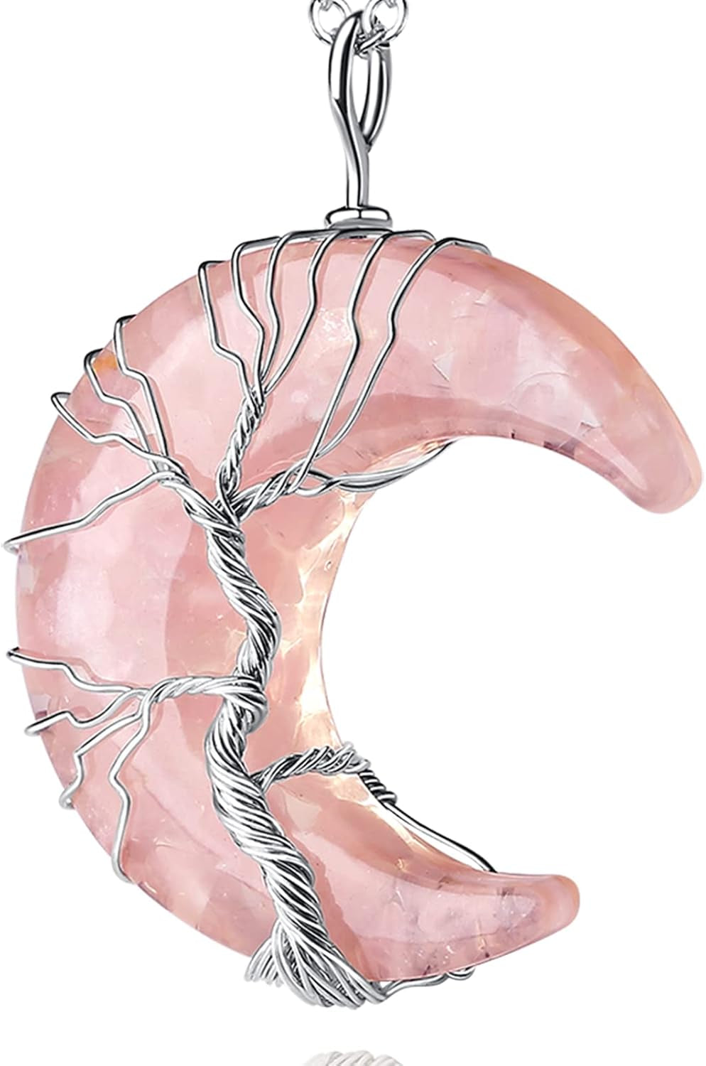 Rose Quartz Healing Crystal Necklace - Heart-Shaped Reiki Energy Jewelry for Women - Perfect Gift for Mother's Day and Christmas