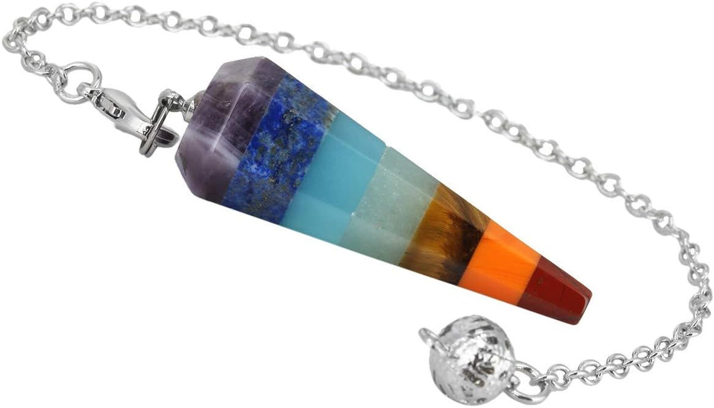 TUMBEELLUWA Healing Crystal Pendulum - Chakra Quartz Dowsing Energy Stone for Divination, Reiki, and Meditation Balancing