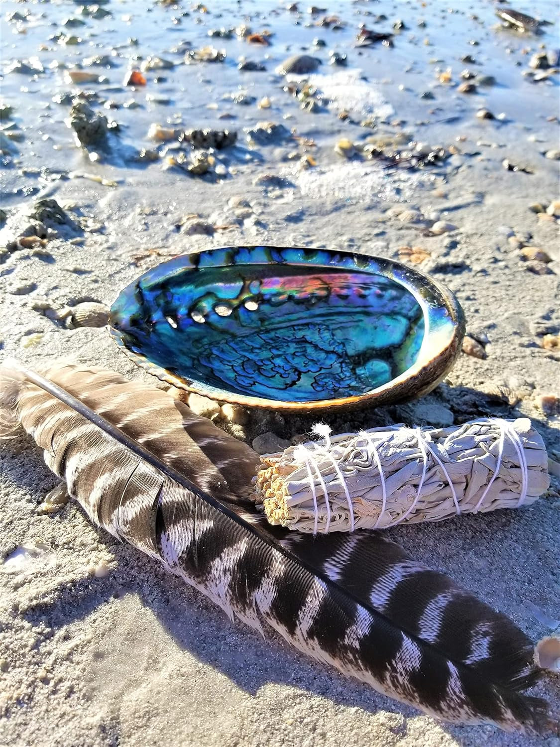 Sage Smudge Kit: Comprehensive 12-Piece Spiritual Gift Set with XL Abalone Shell for Cleansing and Healing Energy (Tiger's Eye/Lavender)