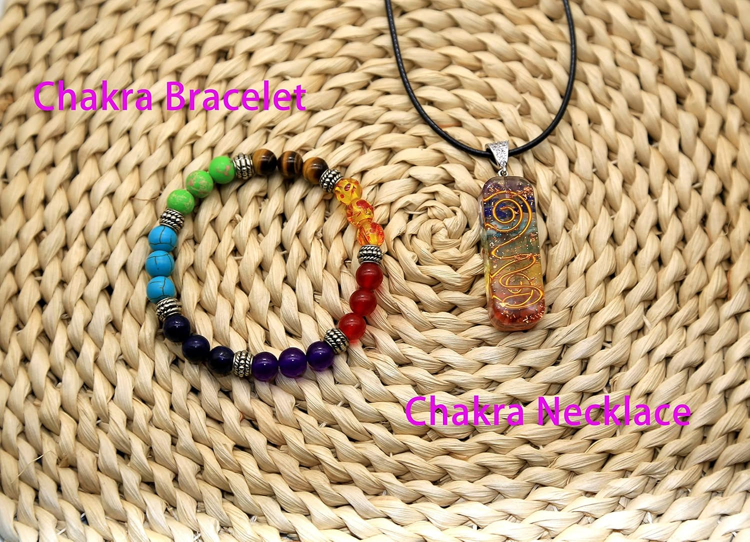 7 Chakra Orgone Energy Protection and Spiritual Healing Necklace and Bracelet Set for Men and Women
