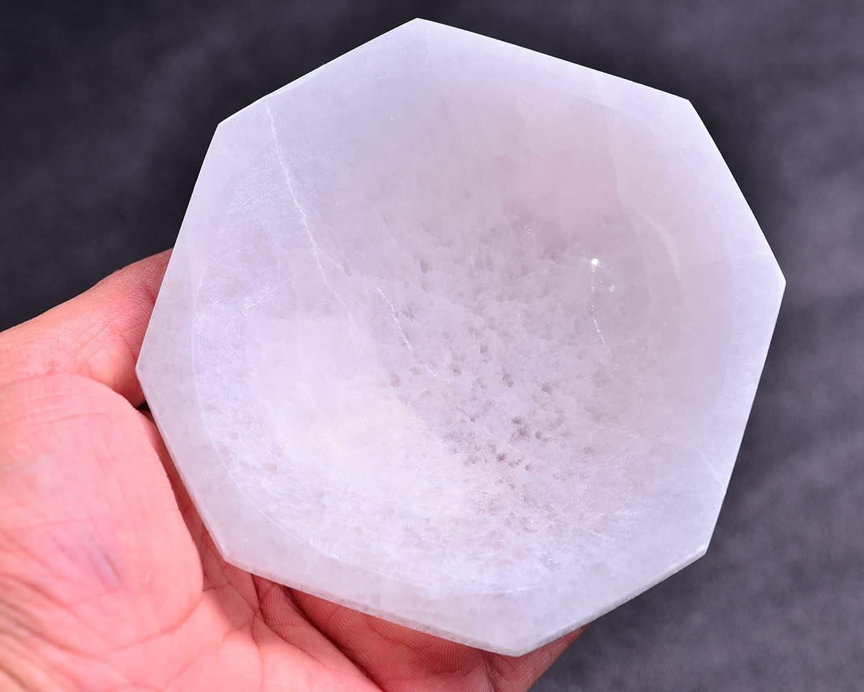 JIC Gem 5-Inch Hand-Carved Heart-Shaped Selenite Bowl - Moroccan Selenite Crystals for Cleansing, Charging, and Decorative Purposes or Gifting