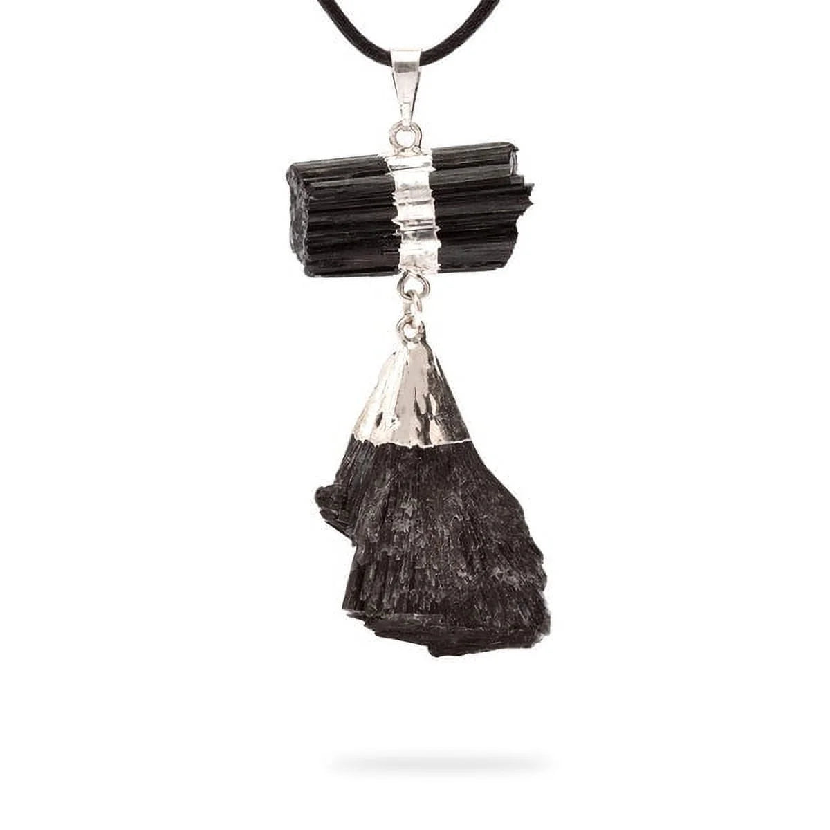 Raw Black Tourmaline Crystal Healing Pendant Necklace - Premium Carrying Pouch - Crystal Gifts for Women