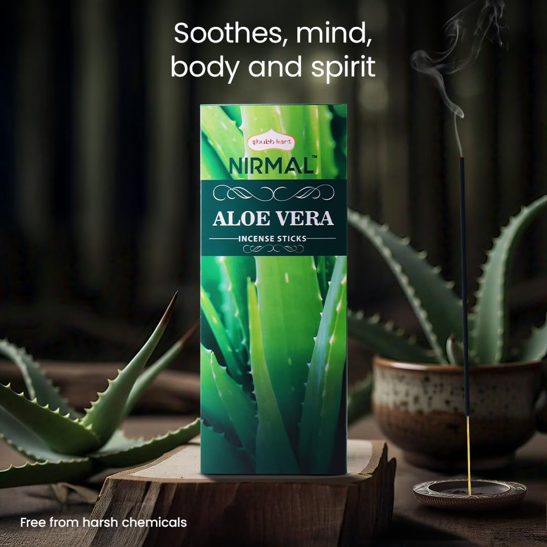 Shubhkart Hexa Aloe Vera Incense Sticks - Set of 6 Packs, 120 Sticks for Relaxation, Stress Relief, and Mindful Meditation | Eco-Friendly and Non-Toxic Aromatic Incense