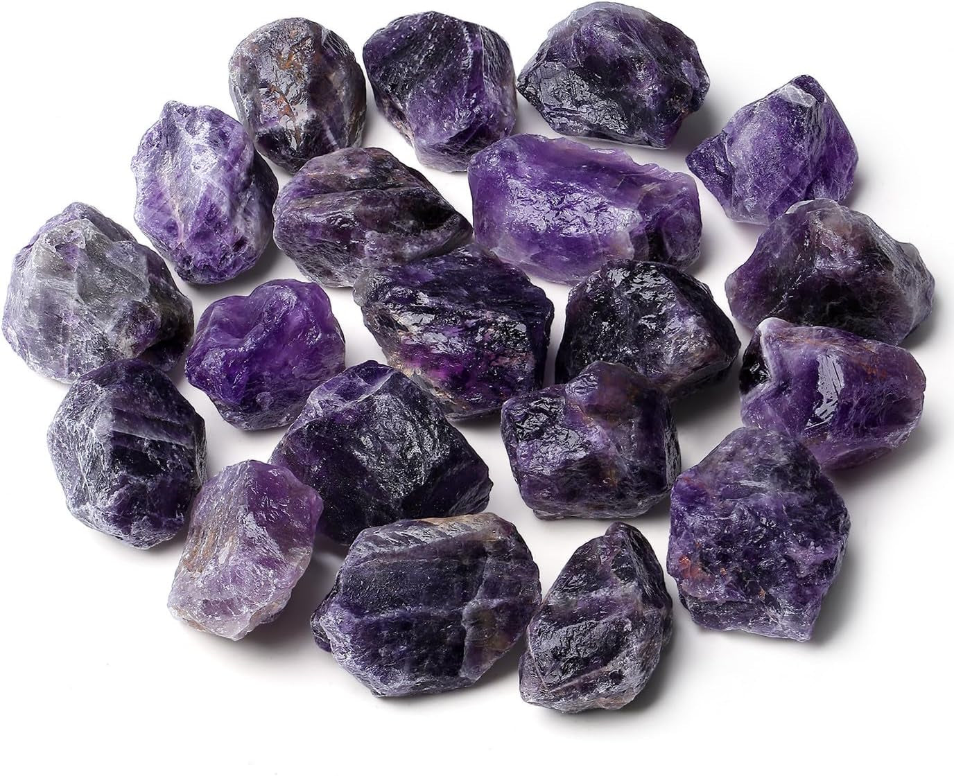 ZHIYUXI 2-Inch Natural Amethyst Crystal Rocks - Healing Stones for Tumbling, Wire Wrapping, and Home Décor (Set of 4)