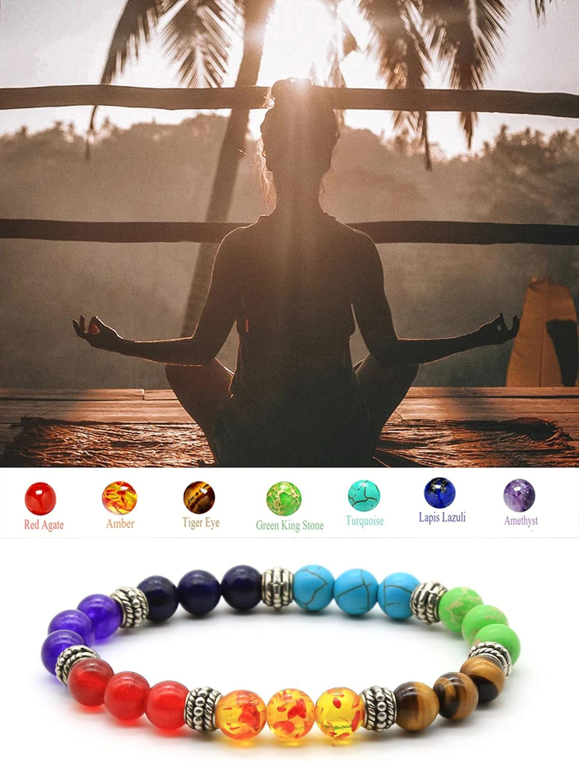 7 Chakra Orgone Energy Protection and Spiritual Healing Necklace and Bracelet Set for Men and Women