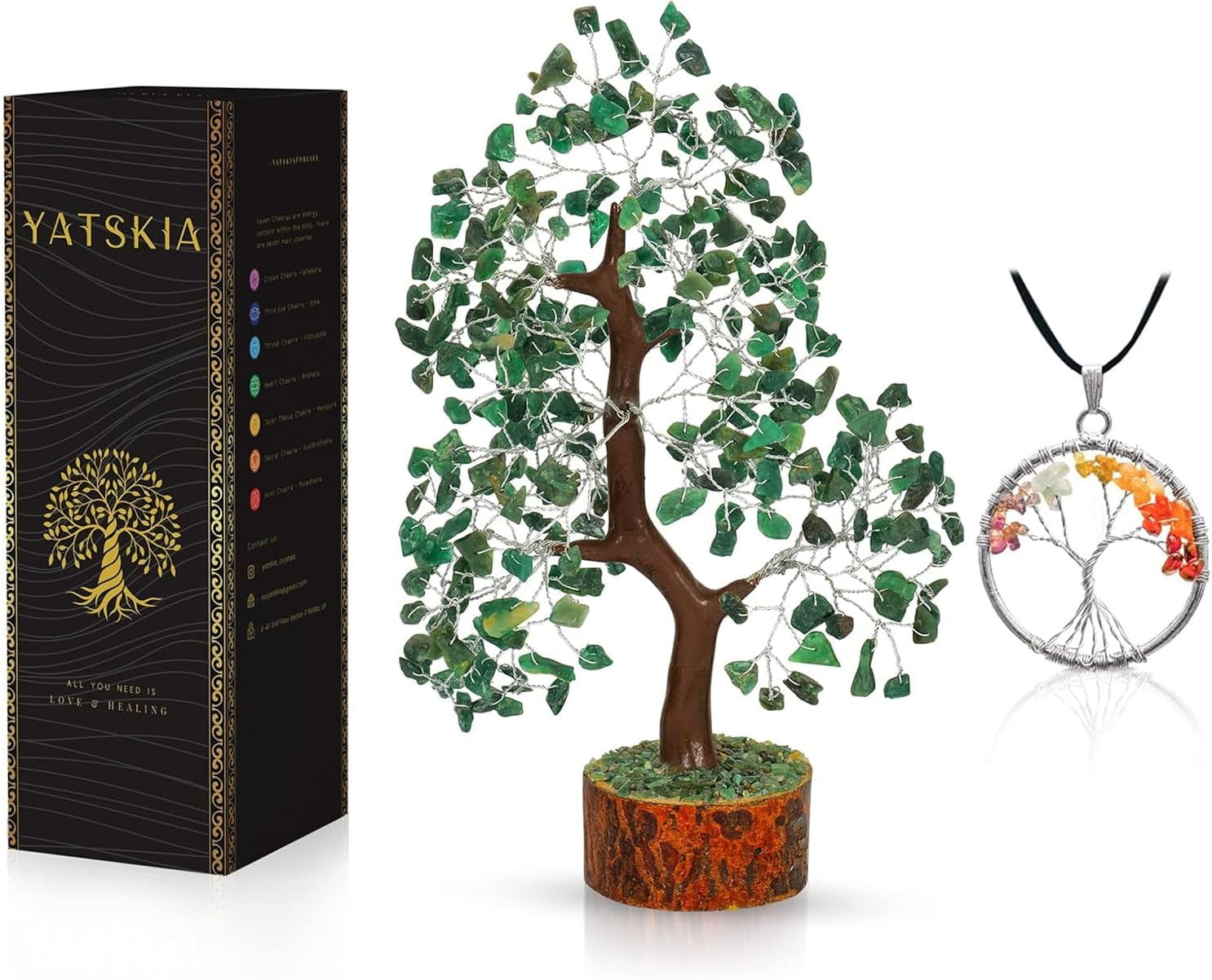 YATSKIA Rose Quartz Crystal Bonsai Tree of Life - Elegant Pink Office Decor - Gemstone Desk Decoration for Women