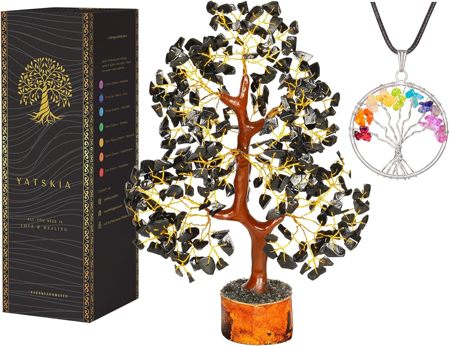 YATSKIA Rose Quartz Crystal Bonsai Tree of Life - Elegant Pink Office Decor - Gemstone Desk Decoration for Women