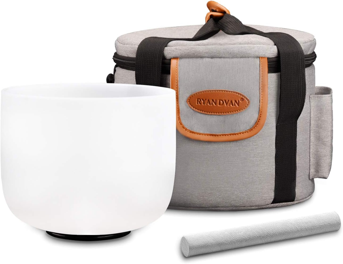 Ryan Dvan 7-12 Inch Frosted Quartz Crystal Singing Bowl Set for Sound Therapy with Mallets, Cases, and O-Ring for Yoga, Meditation, Energy Balancing, and Reiki Healing