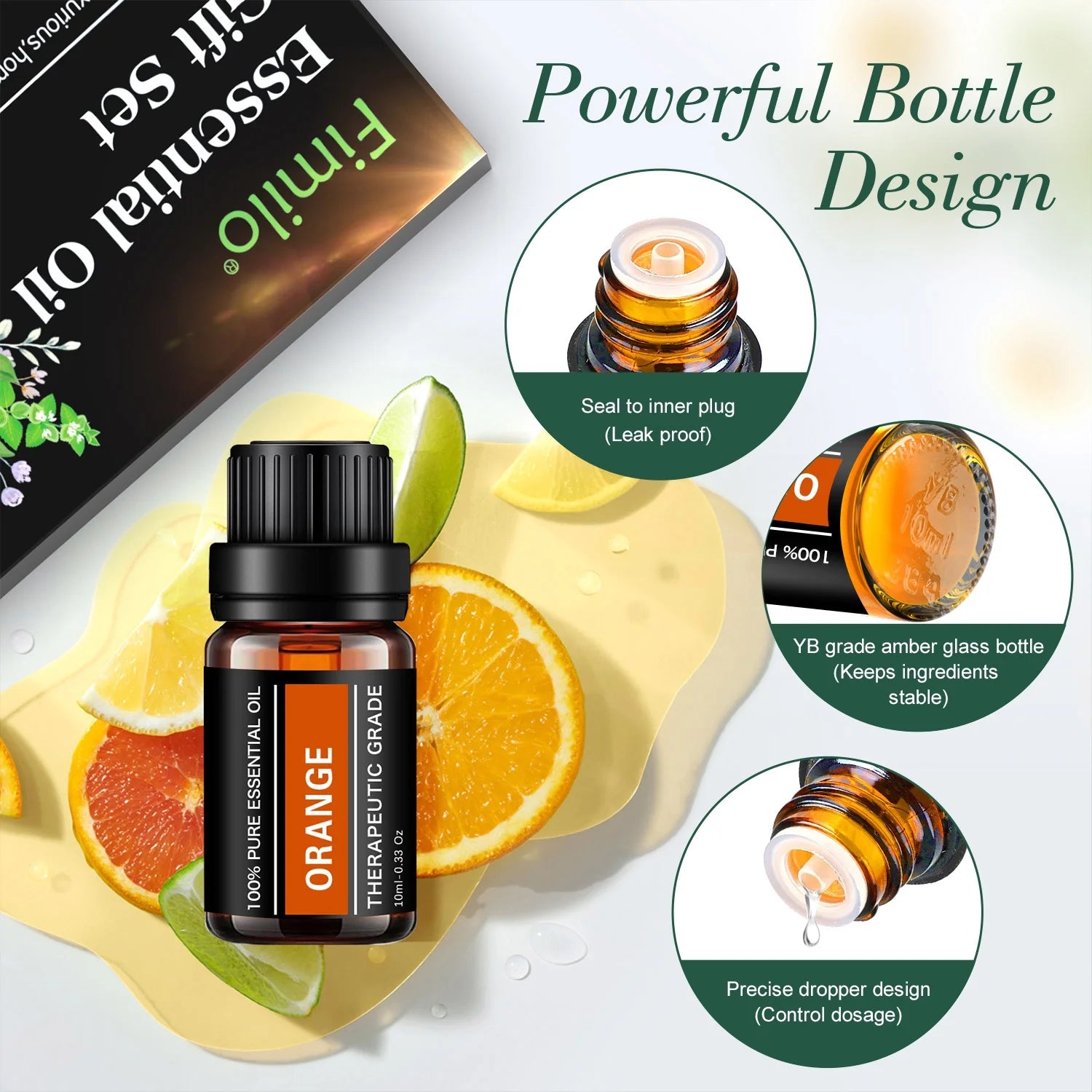 Fimilo Essential Oils Set, Fragrance Oils Gift Set for Diffuser - Peppermint,Lemongrass,Tea Tree,Rosemary,Lavender,Orange Kit (6 X 10ML)