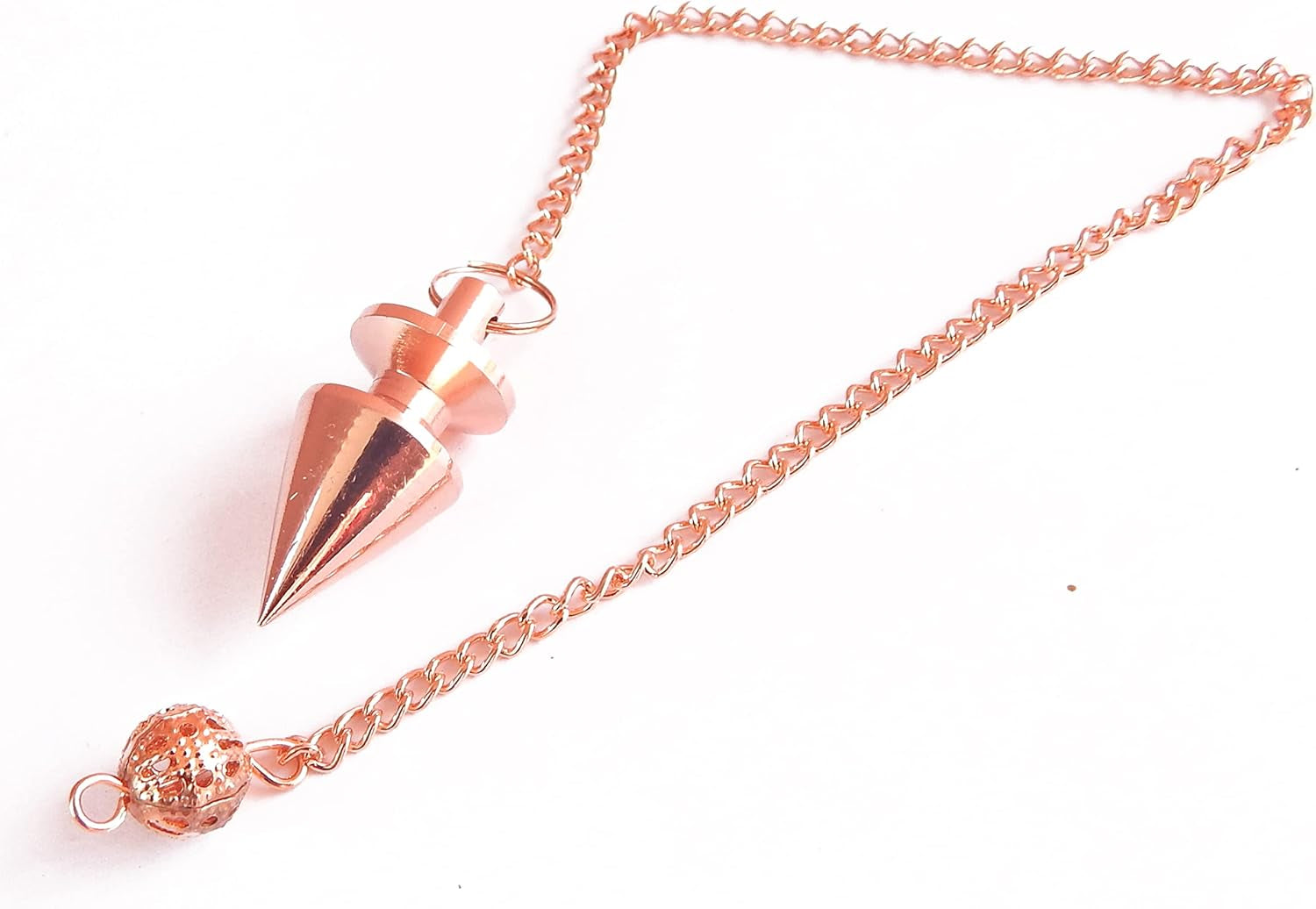 Brass Metal Spiral Pendulum with 9 Ring Coil - Designer Cone Shape for Divination and Healing Dowsing