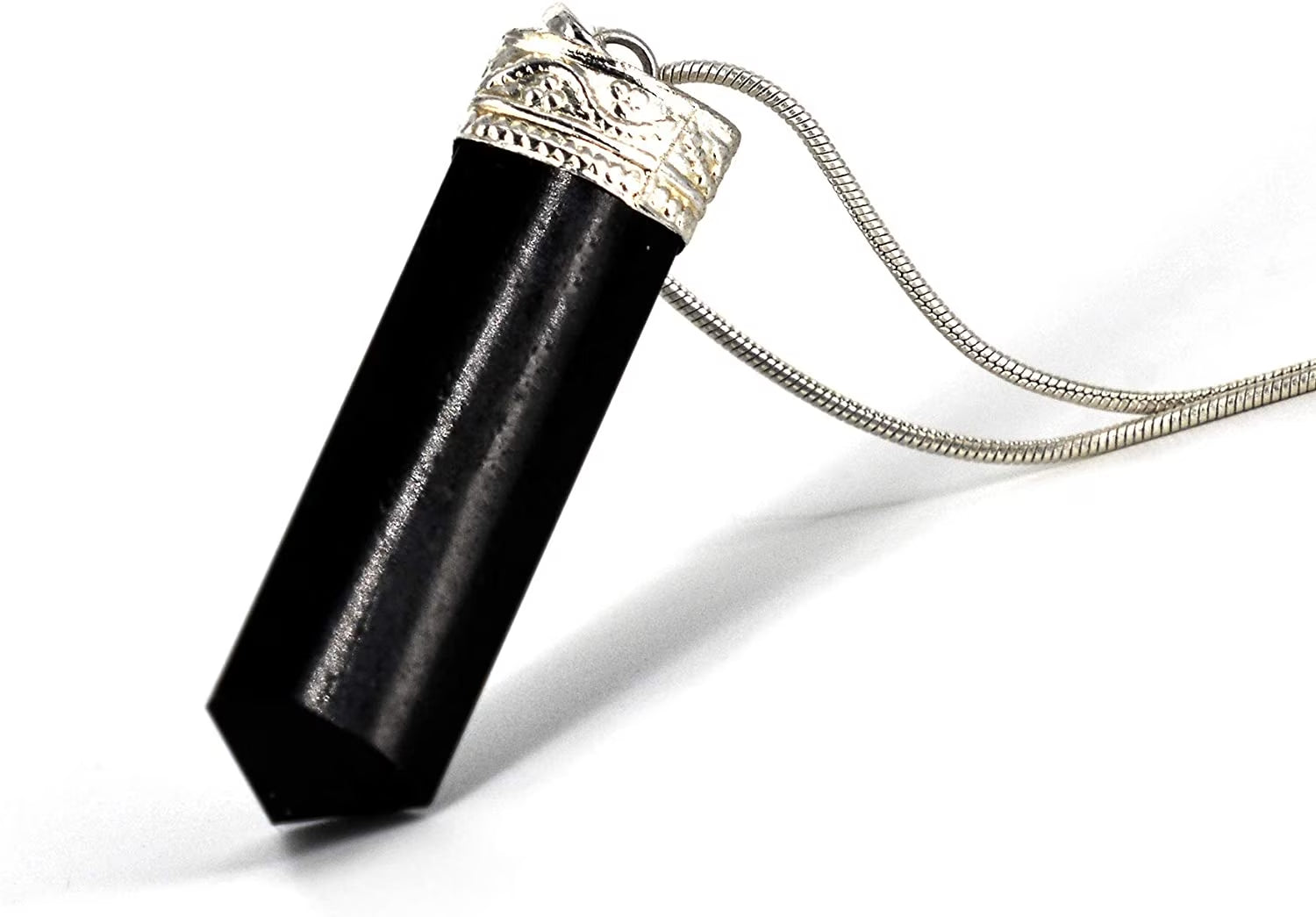 Raw Black Tourmaline Crystal Healing Pendant Necklace - Premium Carrying Pouch - Crystal Gifts for Women