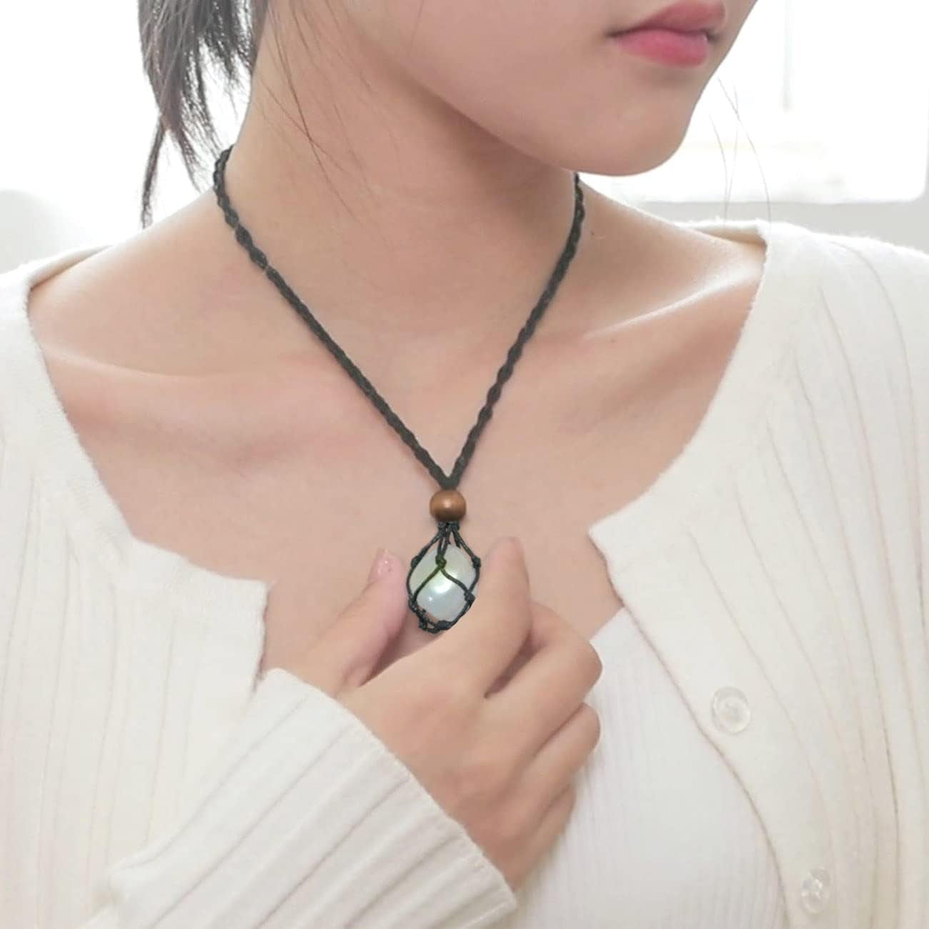 7 Chakra Healing Crystal Necklace Set - Handmade Bohemian Cord Cage with Genuine Crystals and Healing Stones - Spiritual Jewelry Gift for Women and Teens