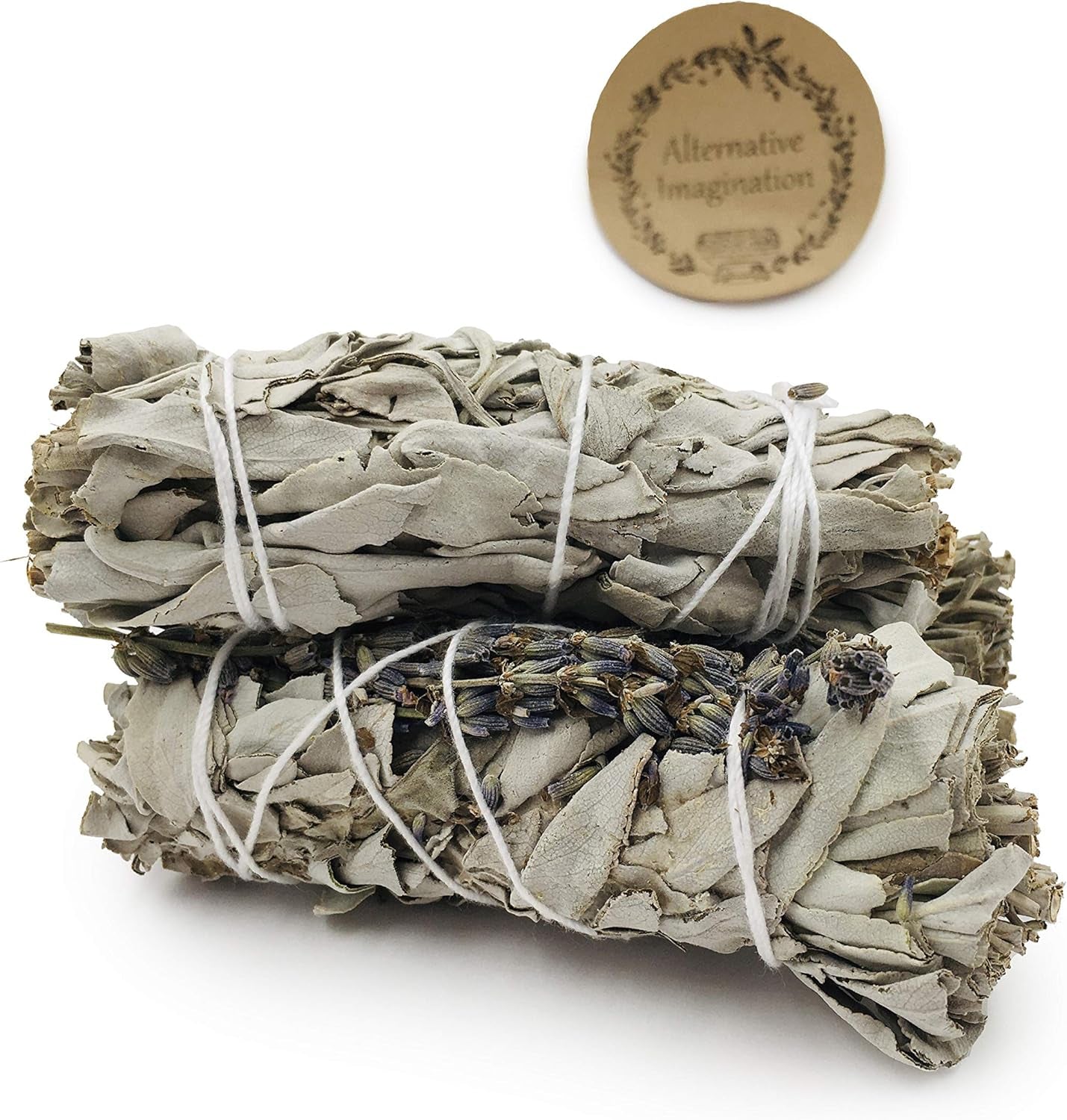 Premium White Sage Smudge Sticks with Dried Lavender Buds - Ideal for Spiritual Cleansing, Gifts, Witchcraft, and Meditation - Set of 3