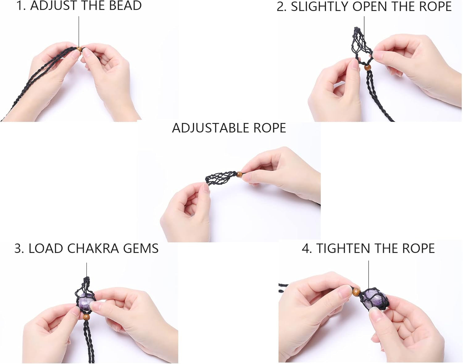 7 Chakra Healing Crystal Necklace Set - Handmade Bohemian Cord Cage with Genuine Crystals and Healing Stones - Spiritual Jewelry Gift for Women and Teens