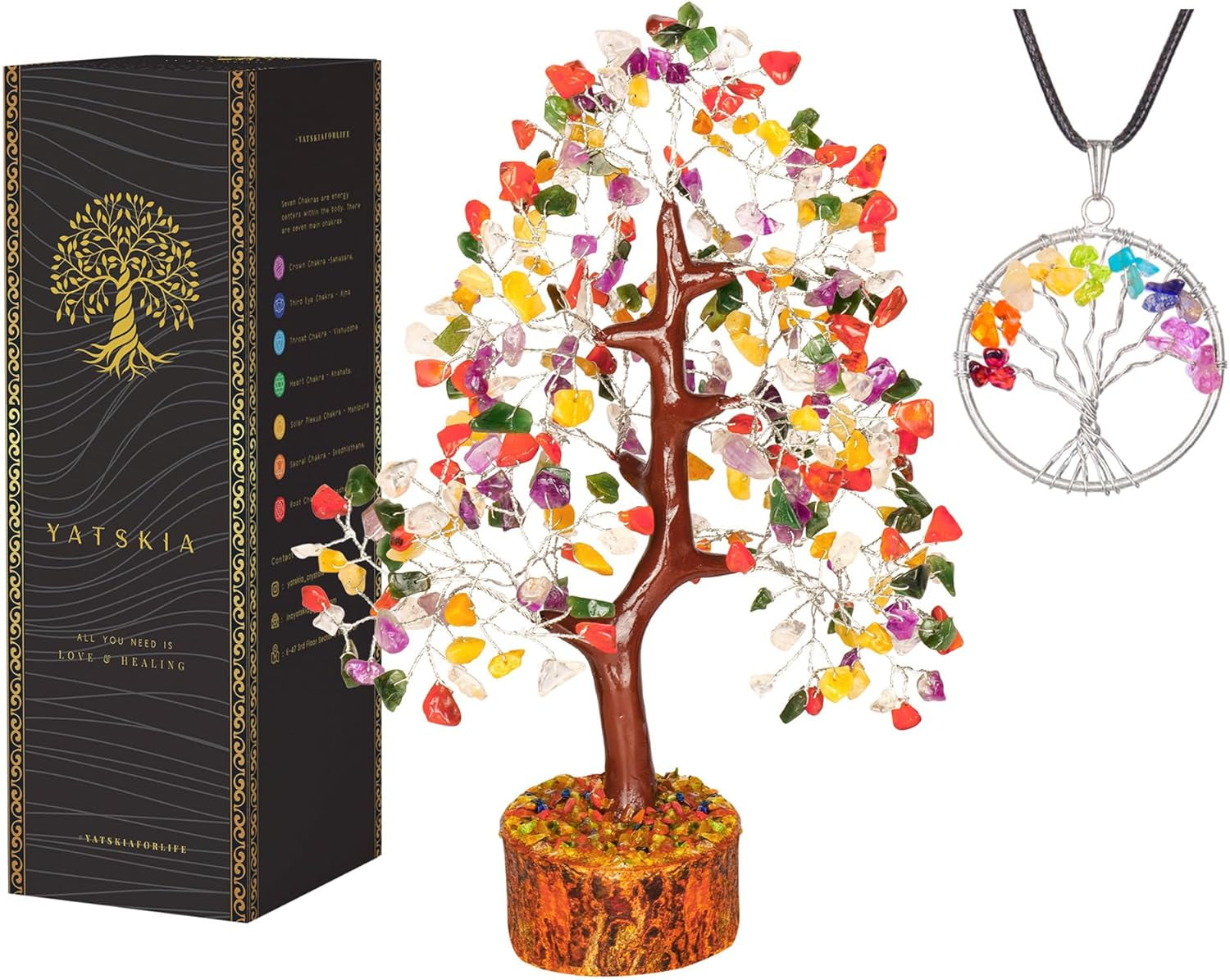 YATSKIA Rose Quartz Crystal Bonsai Tree of Life - Elegant Pink Office Decor - Gemstone Desk Decoration for Women